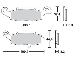 TRW Lucas Bremsbelag MCB682, VORNE LINKS, Suzuki DL 650 A V-Strom ABS, Bj. 07-11