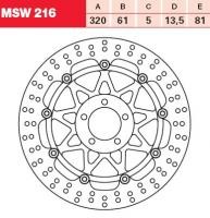 TRW Lucas Austausch Bremsscheibe MSW216, VORNE, Kawasaki VN 1500 Mean Streak, Bj. 02-04