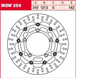 TRW Lucas Austausch Bremsscheibe MSW259, VORNE, Suzuki GSX  650 F, FA ABS, Bj. 12-