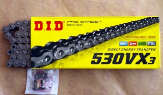 DID X-Ring Kette 530 VX3, 102 Glieder, offen mit Hohlnietschloss