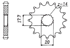 RITZEL Yamaha/MZ/Sachs, Z-16, gummiert