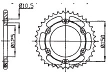 ZF DUAL Kettenrad Honda/Triumph, Z-45, gold
